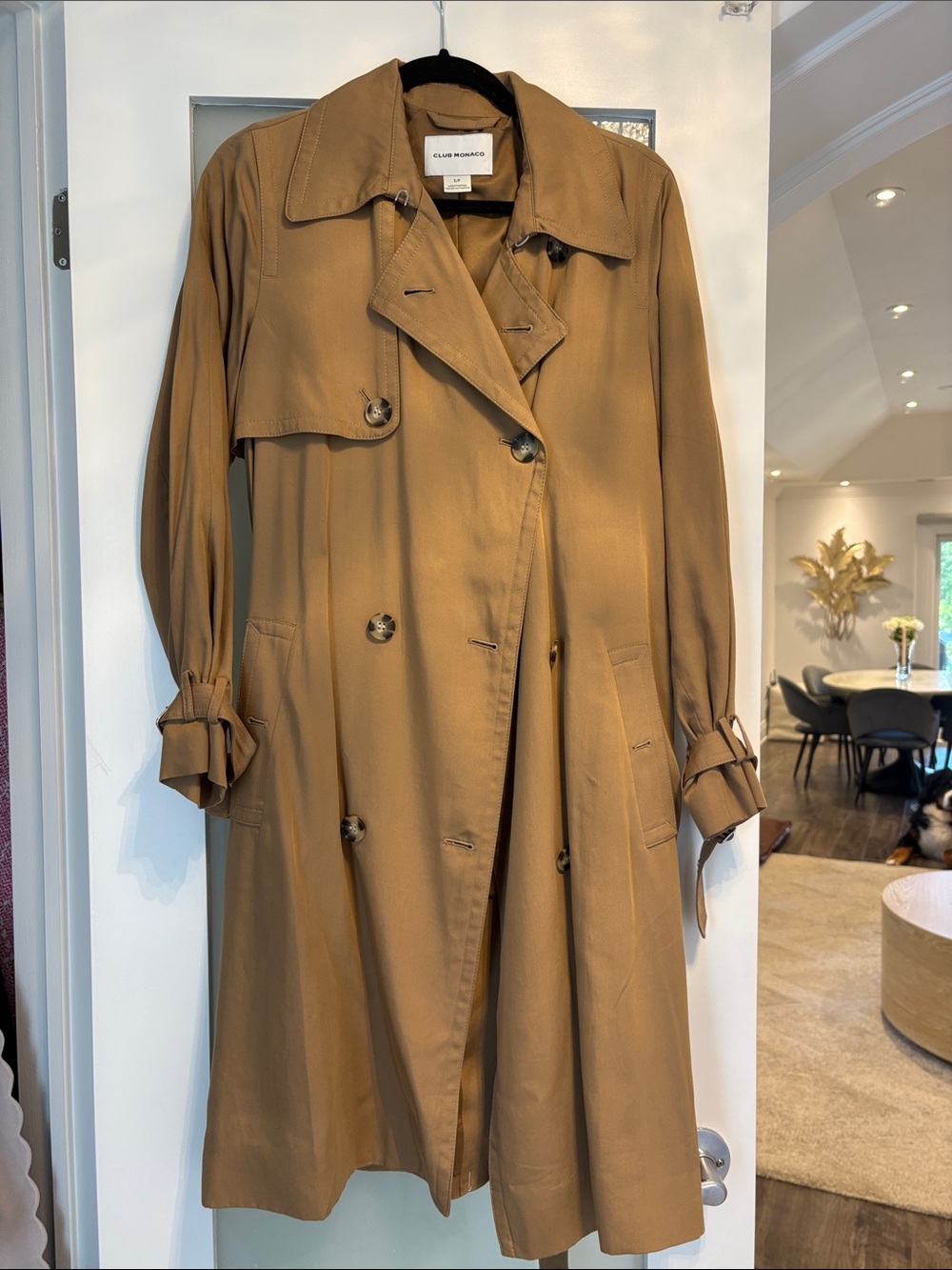 Club Monaco Tan Double-Breasted Trench Coat - Size S
